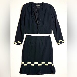 Vintage Nicole Miller Black and Cream Skirt Set Size 4 & 6
